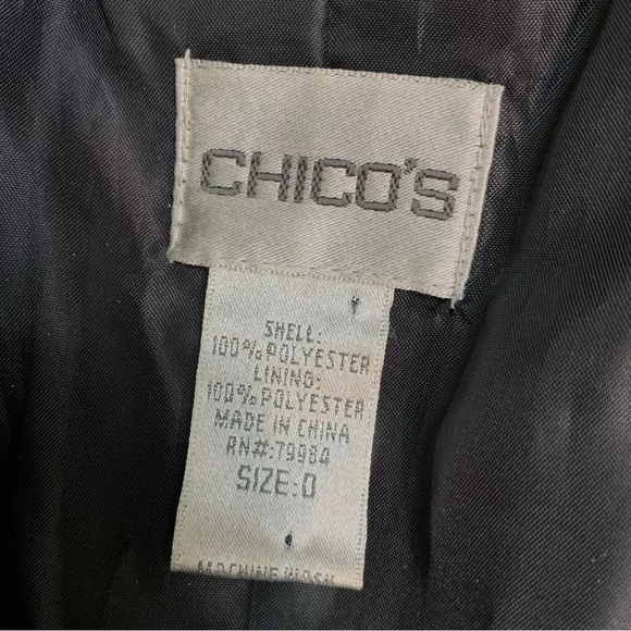 Chicos Lightweight Buttoned Rain Trench Windbreaker Jacket Black Size 0 / Small - Picture 6 of 7